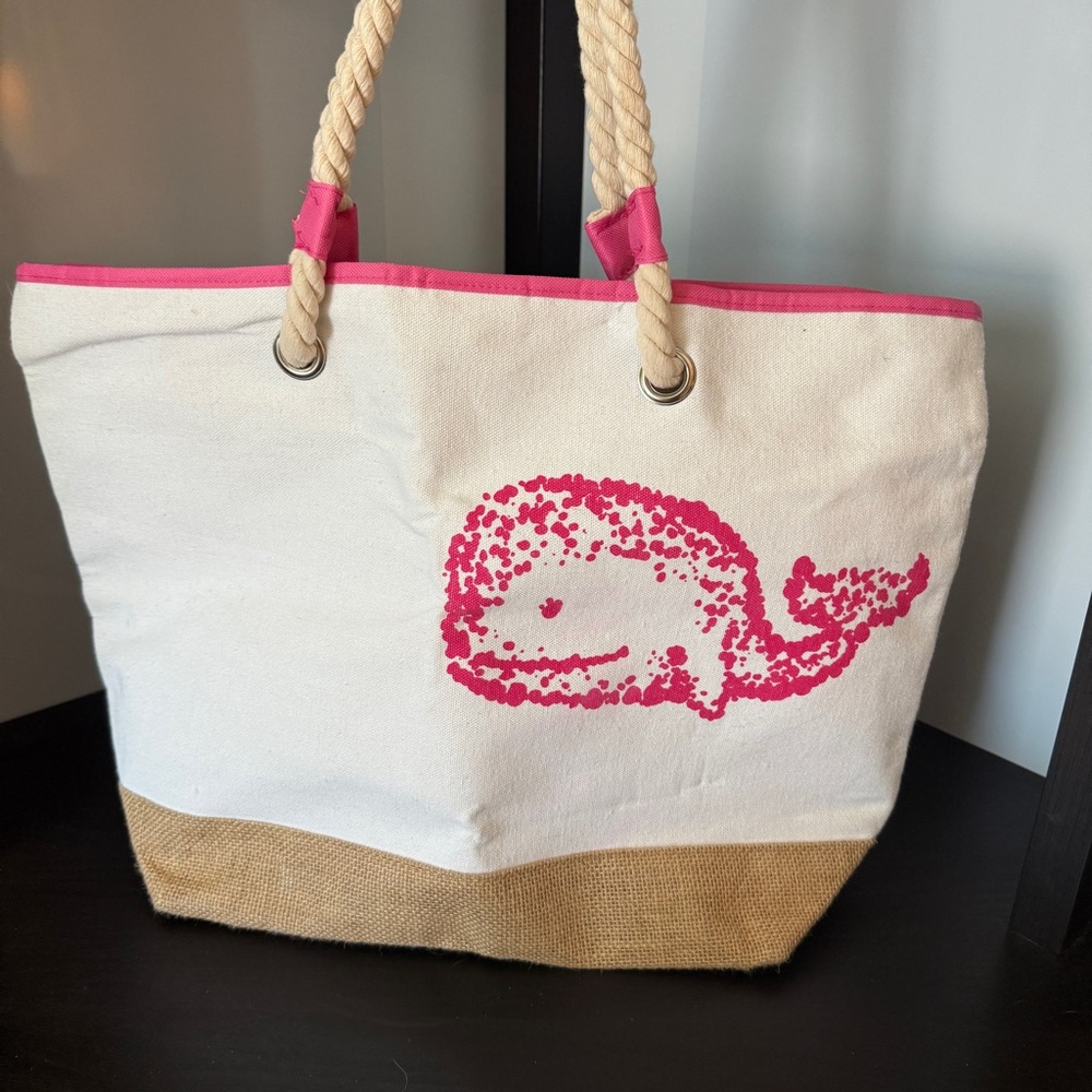 Pink Whale Canvas Tote Bag